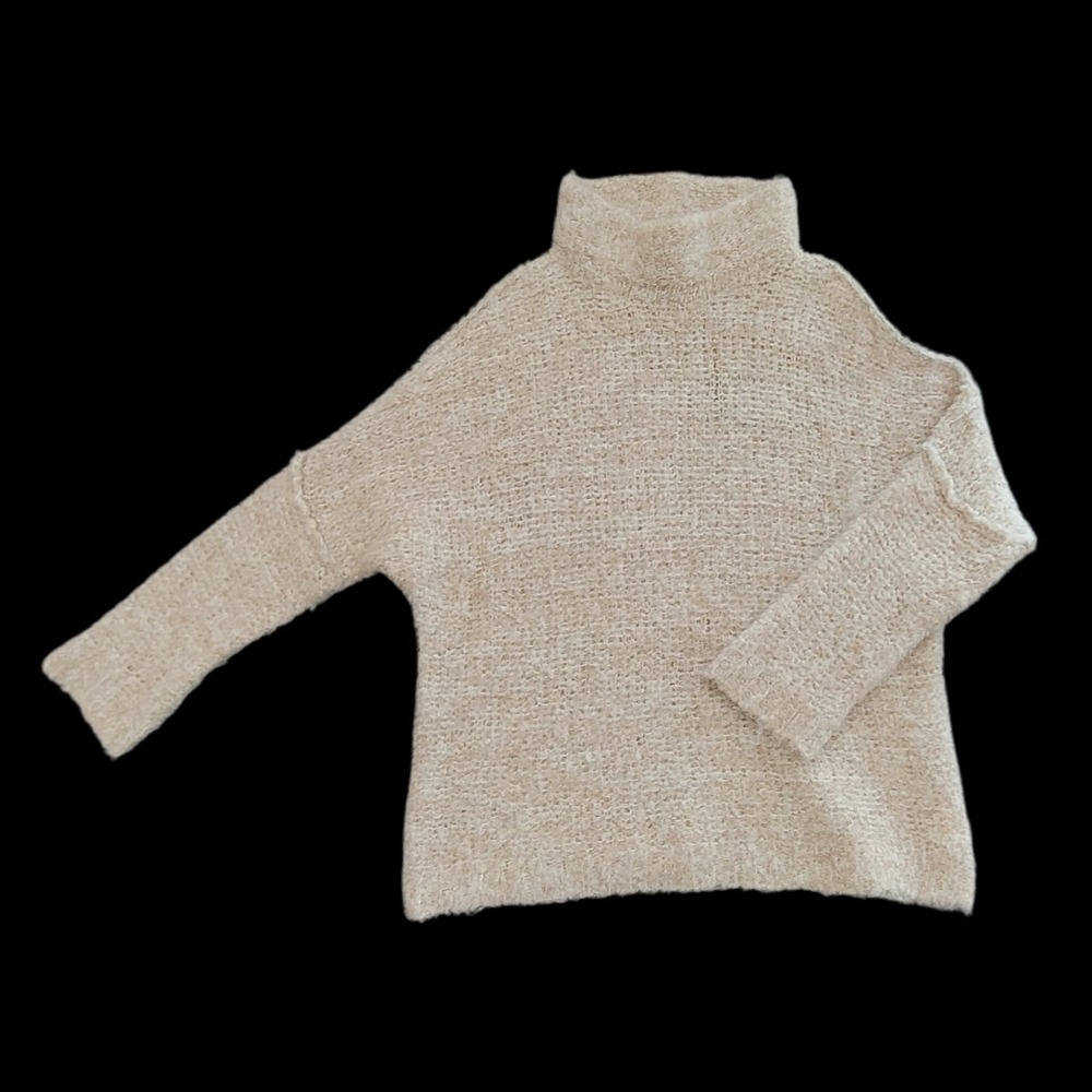 Free People Women XS She's All That Sweater Blue Alpaca Blend Turtleneck Peru - Picture 2 of 12